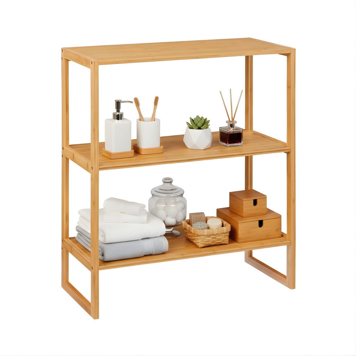 Estante modular em bambu com 3 níveis Canoply 84x69.5x33.5cm Natural 7house