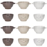 thumbnail of 6x Sandy Suppentasse 450ml mit Henkeln Suppenterrine stapelbar Beige Braun Weiß