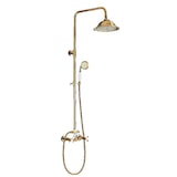thumbnail of NALA | Vintage Regendusche Set Gold glänzend Edelstahl | Retro Design Duscharmatur Duschsystem | Mischbatterie Dusche komplett mit Handbrause