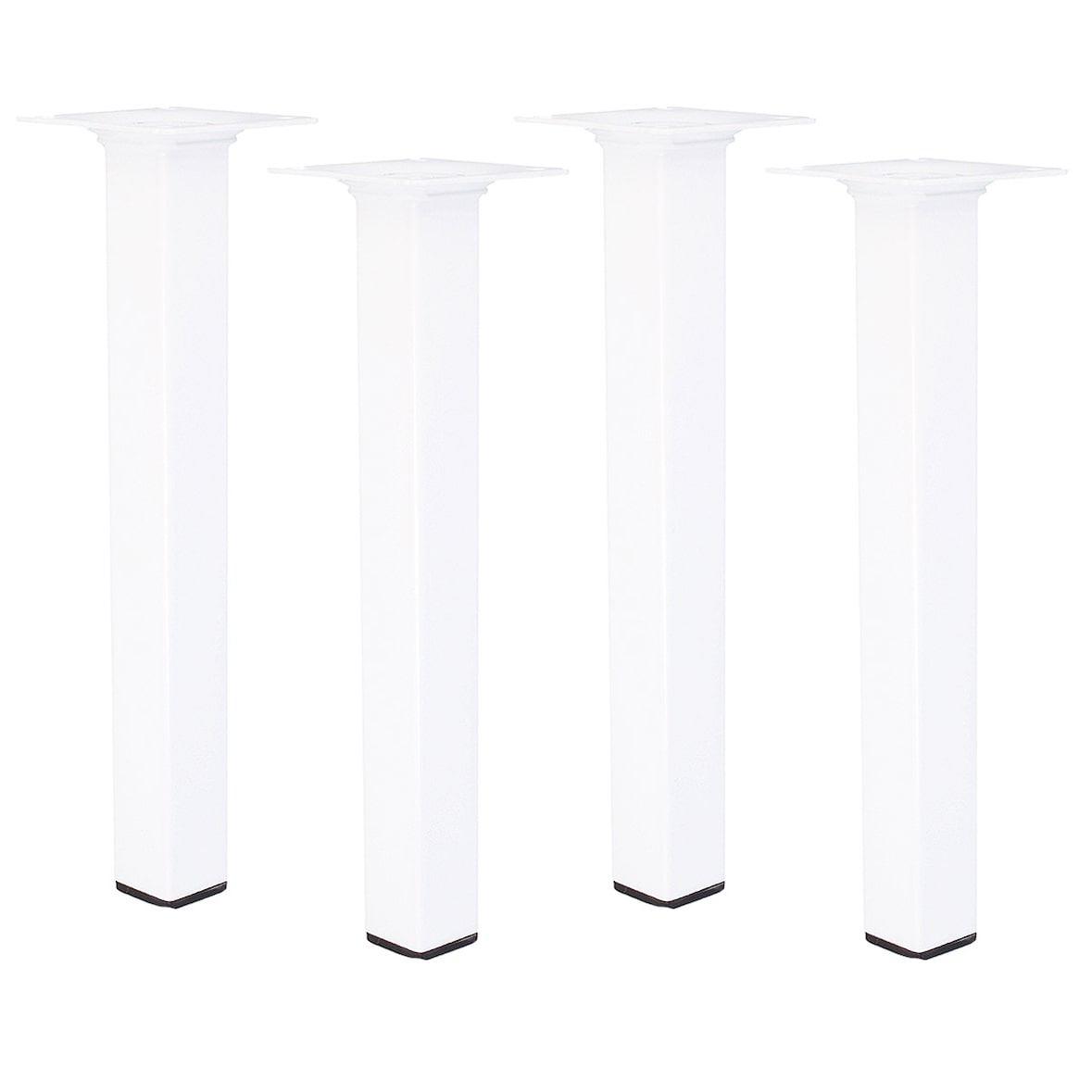 4er Set Stahl 300mm Möbelfüße Möbelstempel Möbelbeine Weiß 25x25mm Möbelzubehör