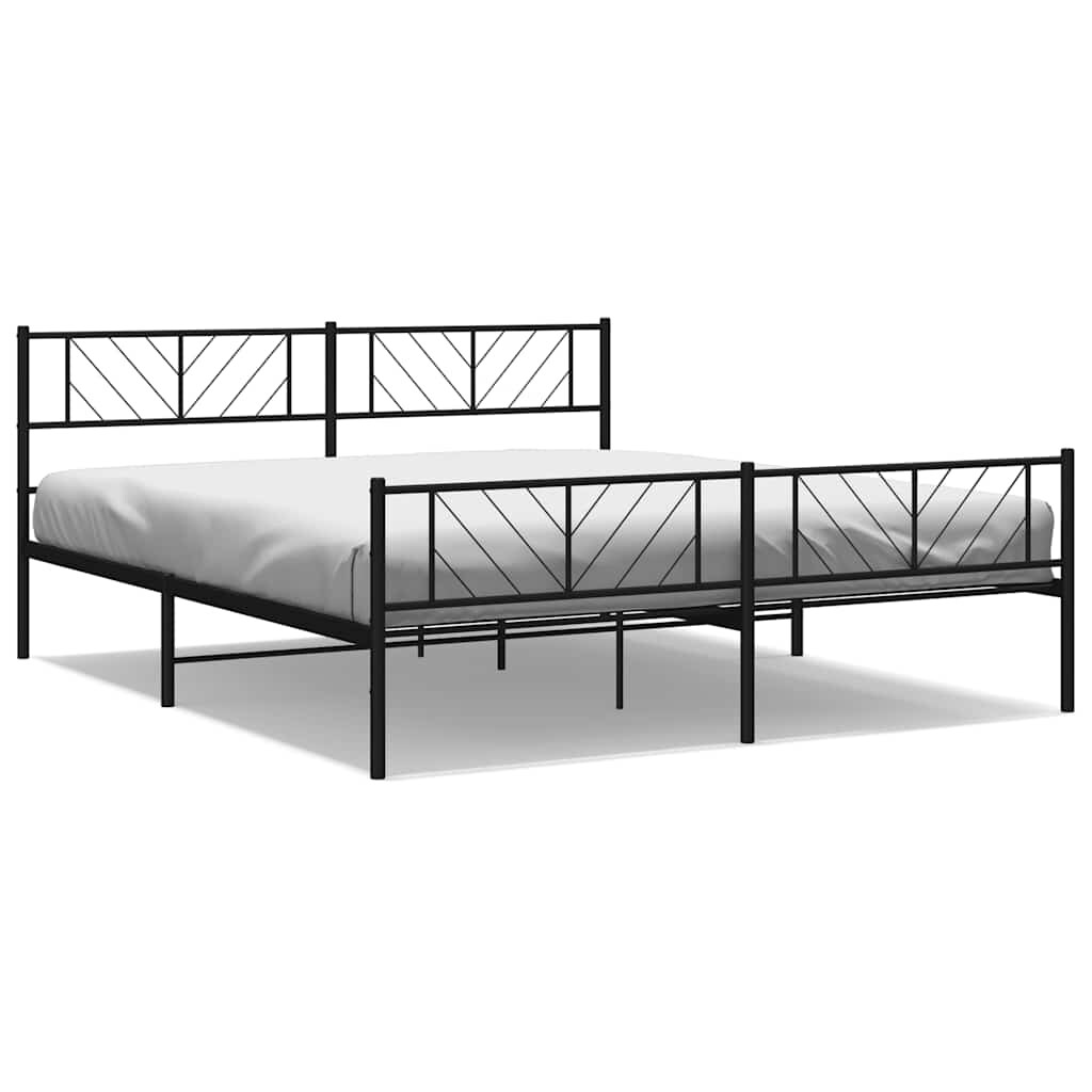vidaXL Bedframe met hoofd- en voeteneinde metaal zwart 193x203 cm
