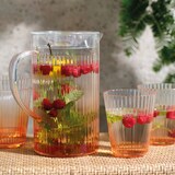 thumbnail of 4 Trinkgläser mit Kanne Kunststoff - Trinkgeschirr Gläser Krug Gläserset Karaffe Trinkbecher Wassergläser Saftgläser Limonadengläser Orange