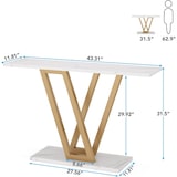 thumbnail of Tribesigns mesa consola estilo industrial de 43 polegadas, imitação mármore branco e dourado