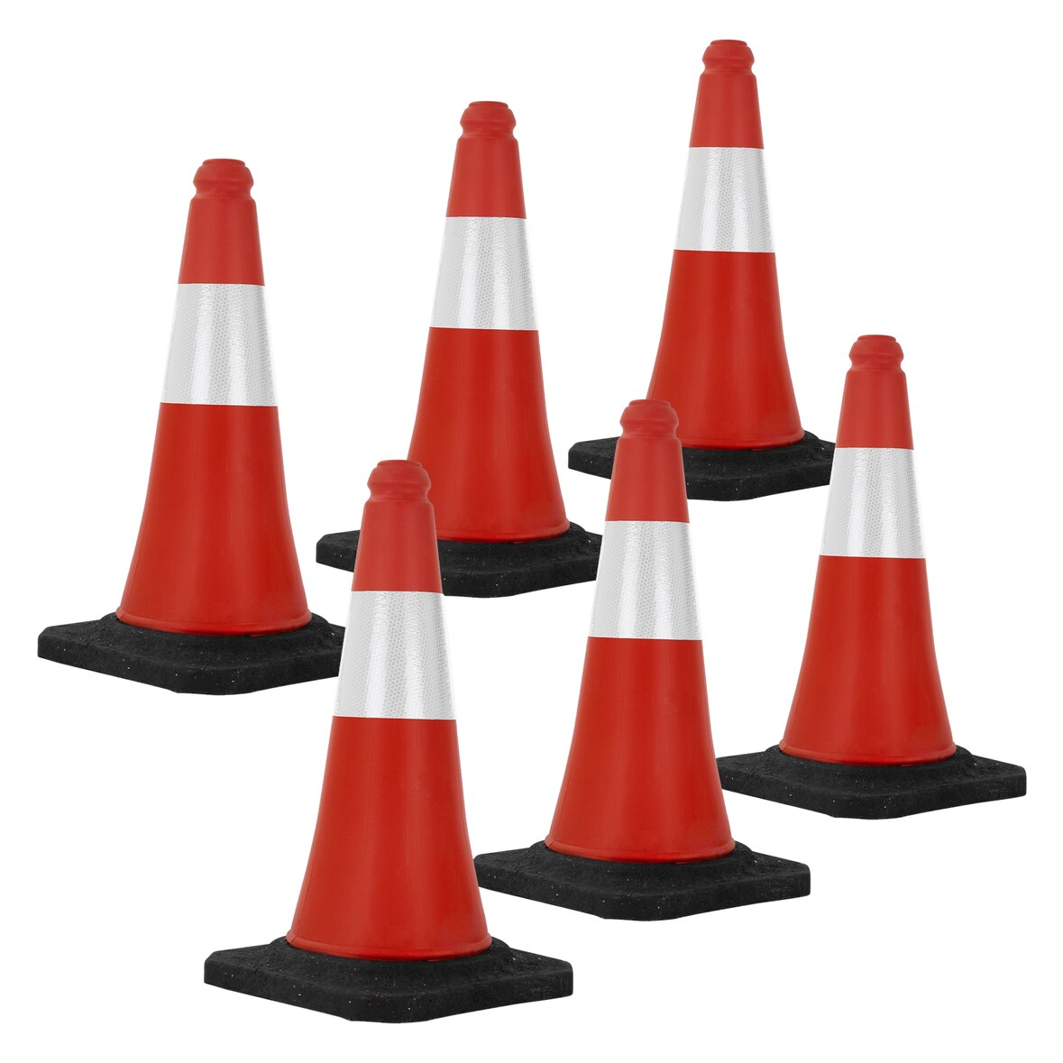 ECD Germany 6 x Verkehrskegel 51 cm Rot-Weiß mit Fuß Reflektierend Warnkegel Leitkegel Verkehrshütchen Markierungskegel