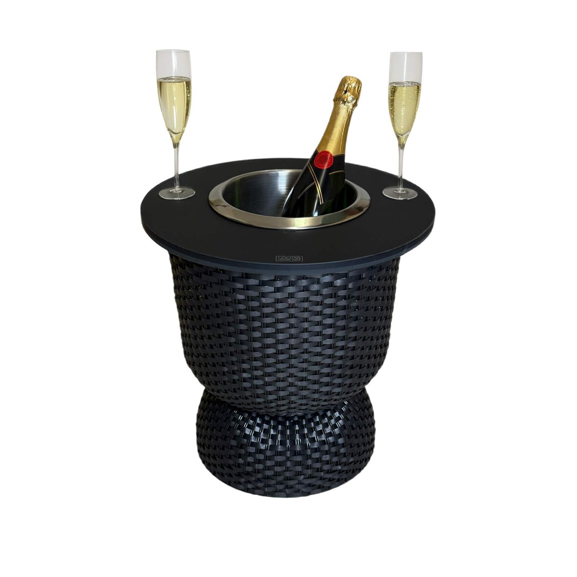 COOTAB Cooler Table PARIS 3-in-1 Loungetisch mit Edelstahl-Kühler - Schwarz