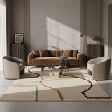 thumbnail of Schurwollteppich Handarbeit Modern | 120x170cm, 12mm Florhöhe | Beige Multicolor | Pflegeleicht | Wohnbereich | ELAN-Omont Kollektion | Kadima Design