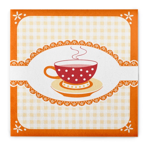 Sovie HORECA Serviette Kathrin in Orange aus Linclass® Airlaid 40 x 40 cm, 50 Stück - Karo Kaffee Tasse