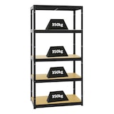 thumbnail of PROREGAL Étagère charge lourde SLIM ELEPHANT S, HxLxP 180x90x45cm, 5 Niveaux, 350kg par Niveau, Noir, Étagère Robuste de Garage, Atelier