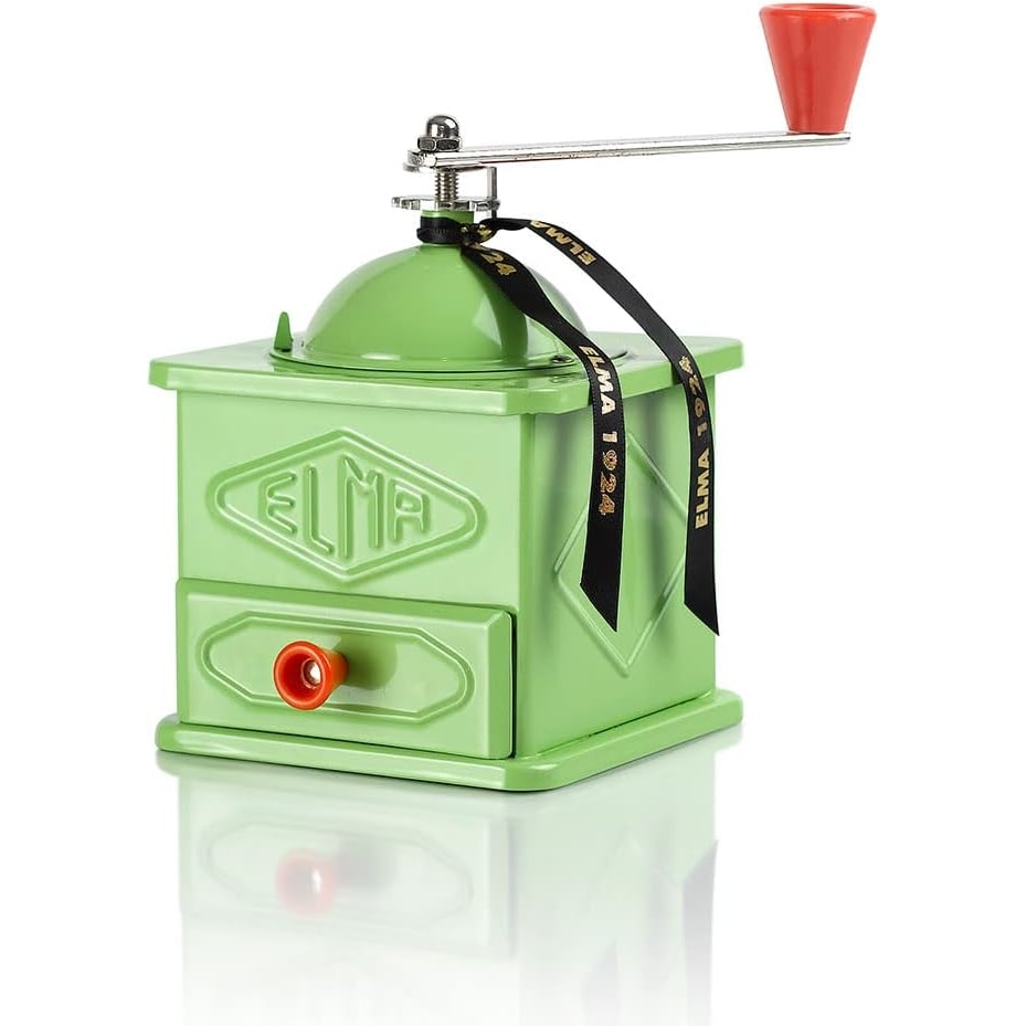 Elma Molinillo Café Manual Vintage, 2 Posiciones Ajuste, Chapa, Decorativo, Verde, 10,5x10,5x15,5 cm, No Muele Café