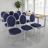 thumbnail of Stapelstuhl 6er-Set, Bankettstuhl stapelbar & gepolstert, Silber/Blau, robust, mit stabilem Stahlrahmen | Raburg Vienna