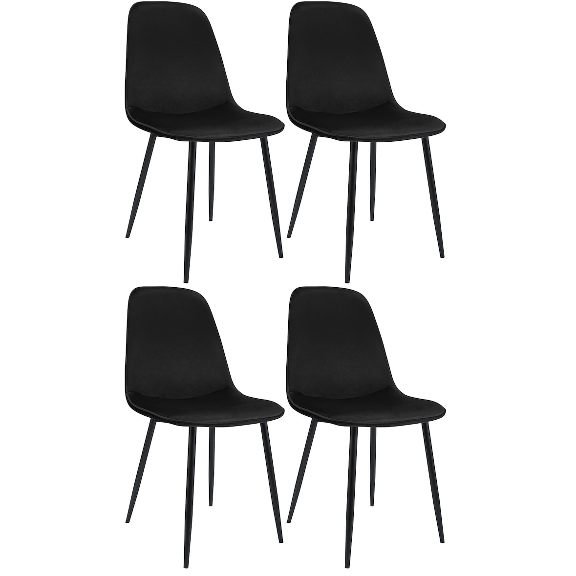 Set van 4 eetkamerstoelen Maryam zwart/Fluweel