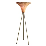 thumbnail of SalesFever Staande lamp met rieten kap 150 cm | kap rotan | metalen frame | B 55 x D 55 x H 150 cm | natuur - messing