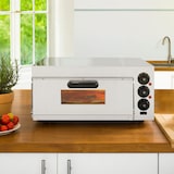 thumbnail of VERTES Gastro pizzaoven met vuurvaste steen, timerfunctie en verlichting, steenoven voor origineel Italiaans, hitte regelbaar tot 350°C eenvoudig