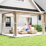 thumbnail of Pérgola de jardín 4x3 m cenador para exterior con techo retráctil mosquiteras laterales de malla y marco de aluminio para terraza patio