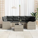 thumbnail of vidaXL 7-teiliges Garten-Sofaset mit Kissen in Hellgrau Poly Rattan