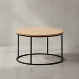 thumbnail of Couchtisch 70x70x45 cm Sofatisch Holz / Metall Wohnzimmertisch Eiche, Design Stubentisch Modern Rund, Holztisch Kaffeetisch, Tisch