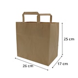 thumbnail of Sac papier kraft brun 26+17x25 cm avec poignées plates par 250