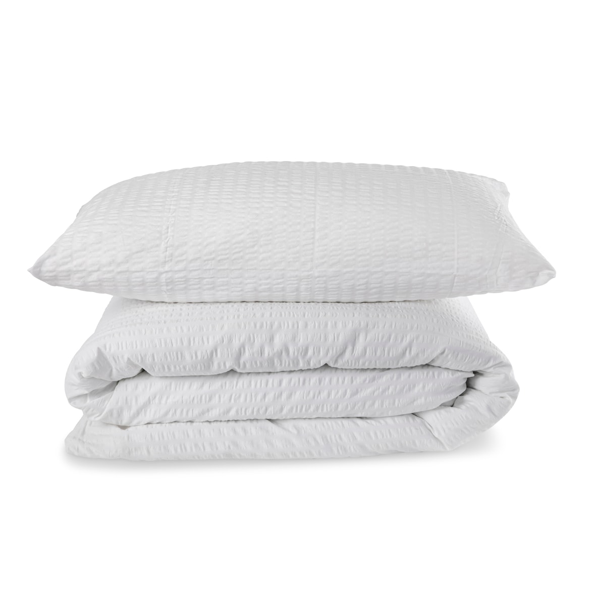 Bettwäschegarnitur Premium Seersucker, 100% Baumwolle, mit Hotelverschluss, bügelfrei, ca. 130 g/qm (80/80 cm + 135/200 cm, weiß