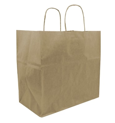 MONOUSO - Bolsa Papel Kraft con Asas 115g/m² 27+16x31cm (25 Uds)