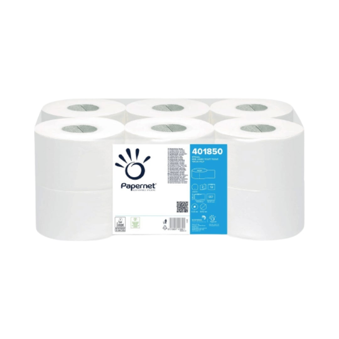 Papier toilette grand rouleau Mini Jumbo - Lot de 12