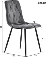 thumbnail of Esszimmerstühle 4er-Set, Samt Grau, mit Rückenlehne und schwarzen Metallbeinen, belastbar bis 150 kg