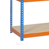 thumbnail of SimonRack Industrieel rek, 2000x1200x450 mm, 400 kg buigpunt, 4 houten legborden, garagerek, Blauw/Oranje/Hout- Ecoforte