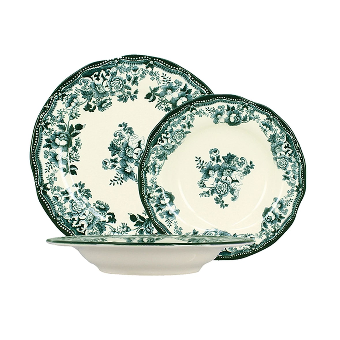 Novastyl - Lot de 36 assiettes faustine en grès vert