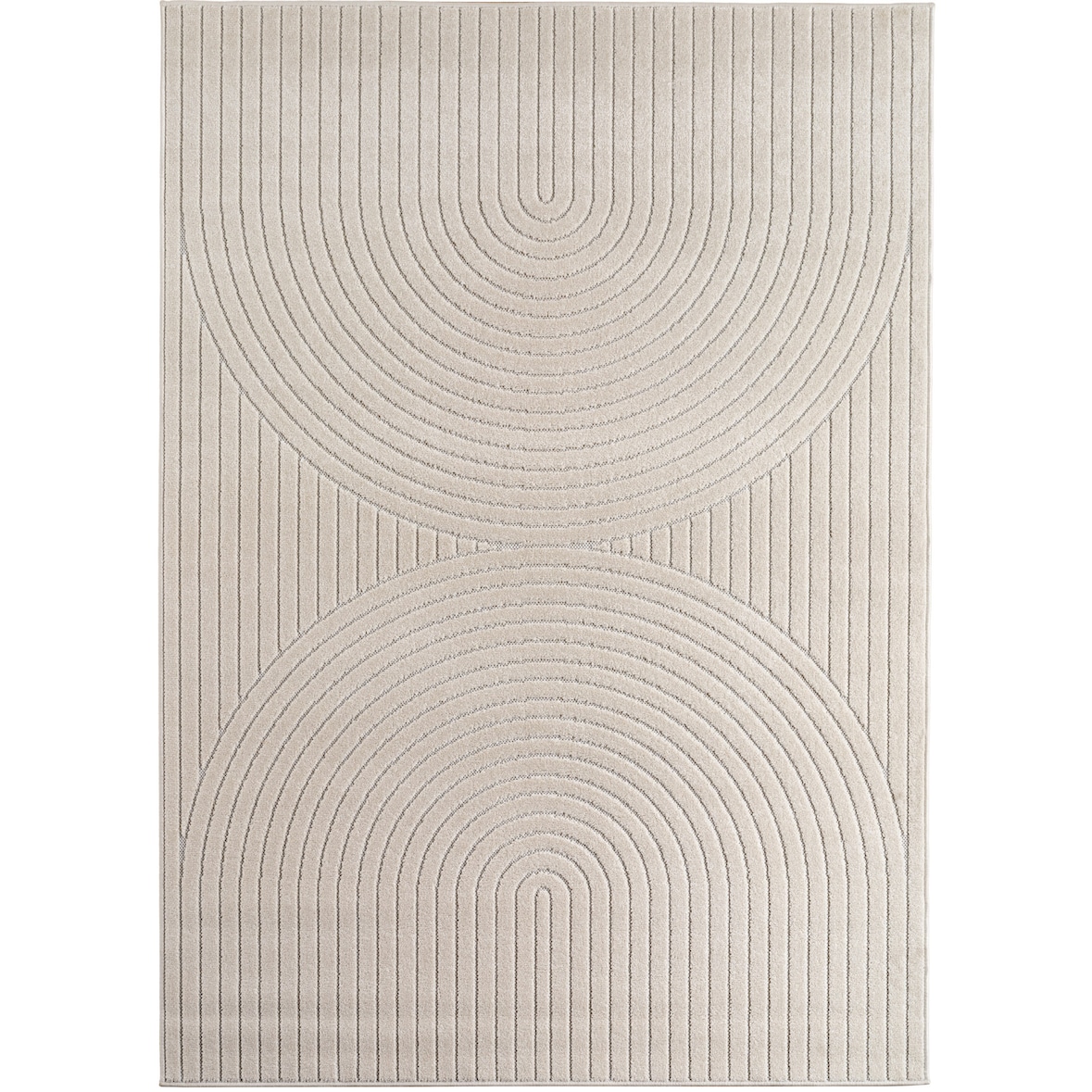Balkonteppich Skandinavischer 3D-Design Wetterfest Waschbar Strapazierfähig Terrasse Garten Creme 120x170 cm – ENGADIN von Kadima Design