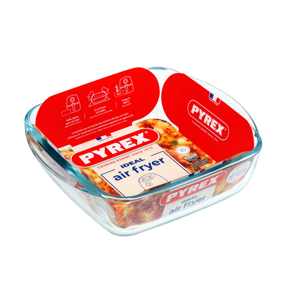 Base carré 20x17 cm Airfryer 1L -  Transparent / Cristal Carré Verre Pyrex 20.00x17.00 cm