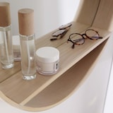 thumbnail of Miroir rond en chêne avec étagère D60cm