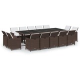 thumbnail of vidaXL 15-tlg. Garten-Essgruppe mit Kissen Poly Rattan Braun