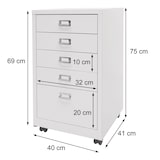 thumbnail of Rolcontainer HWC-L49, ladekast stalen archiefkast, metaal 75x40x41cm 5 laden ~ donkergrijs