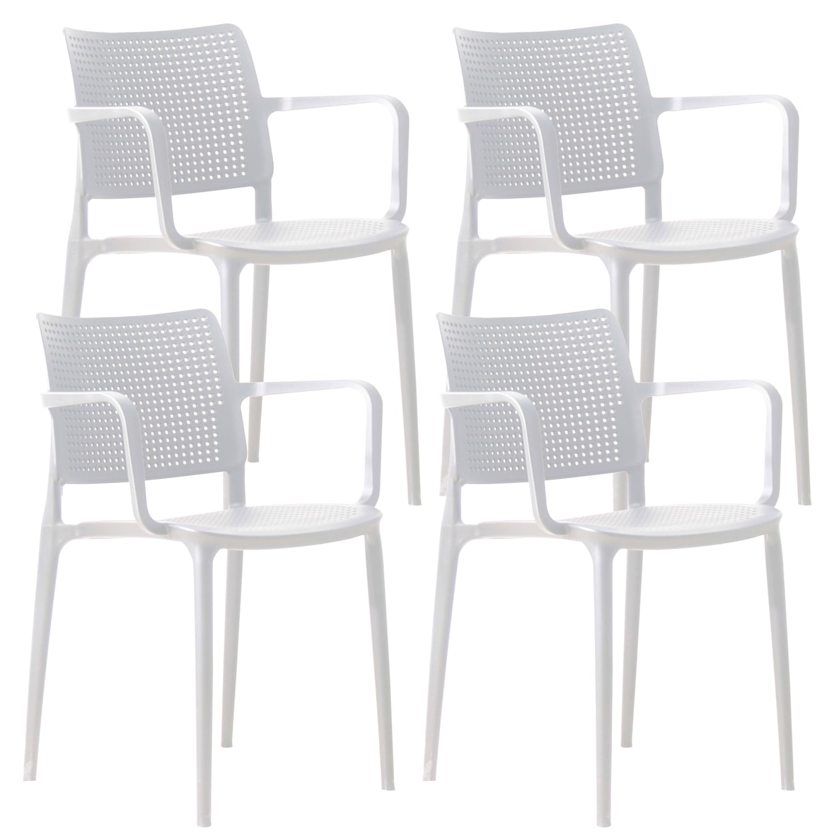 Set van 4 witte kunststof terrasstoelen - Oviala