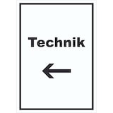 thumbnail of Technik Schild mit Text und Richtungspfeil links Hauswirtschaftsraum hochkant A4 (210x297mm)