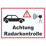 thumbnail of Achtung Radarkontrolle Auto und Kamera Schild A6 (105x148mm)