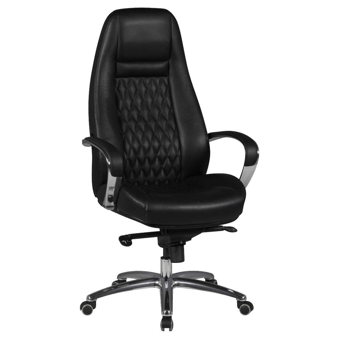 FineBuy Bürostuhl Echtleder Schwarz Schreibtischstuhl ergonomisch Chefsessel Drehstuhl