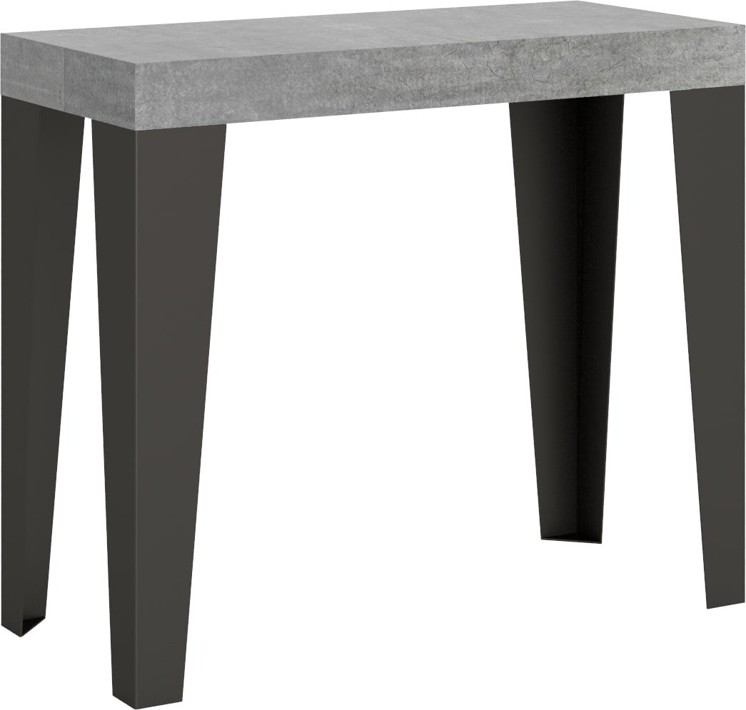Ausziehbare Konsole 90x40/196 cm Flame Small Premium Cement Anthrazitrahmen