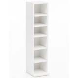 thumbnail of Design Bücherregal WL5.336 Weiß 21x91x25,5 cm mit 6 Fächern, Standregal Holz Regal freistehend Flur, Schmales Wandregal Kinderzimmer, Nischenregal