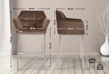 thumbnail of CHEFGASTRO Barhocker PHILADELPHIA Edelstahl Samt mit 4-Fuﬂ Gestell HxBxT 110x64x48cm Samt Braun Barstuhl
