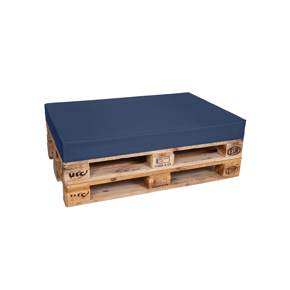 TexDeko Palettenkissen für Europalette 120x80x12cm Wasser-& Schmutzabweisend, abnehmbarer Bezug mit Reißverschluss, waschbar (Blau)