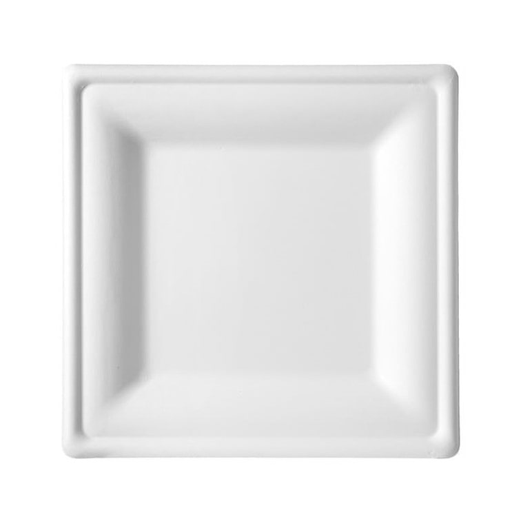 MONOUSO - Prato Quadrado Bio Cana de Açúcar Branco 20x20cm (50 Uds)