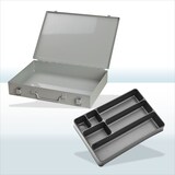 thumbnail of PROREGAL Stahlblechkästen mit Spannverschluss 6 Fächer | HxBxT 5x33x23cm | Lichtgrau