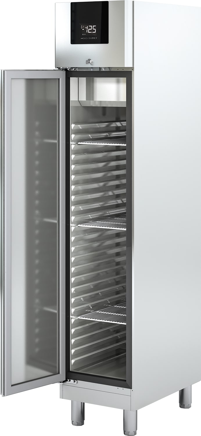 Edelstahlkühlschrank KU 359 Türanschlag links