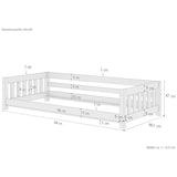 thumbnail of Weißes Bodenbett Kinderbett 90x200 Kiefer massiv Zubehör wählbar V-60.28-09W mit Kindersicherung und Rollrost inkl.