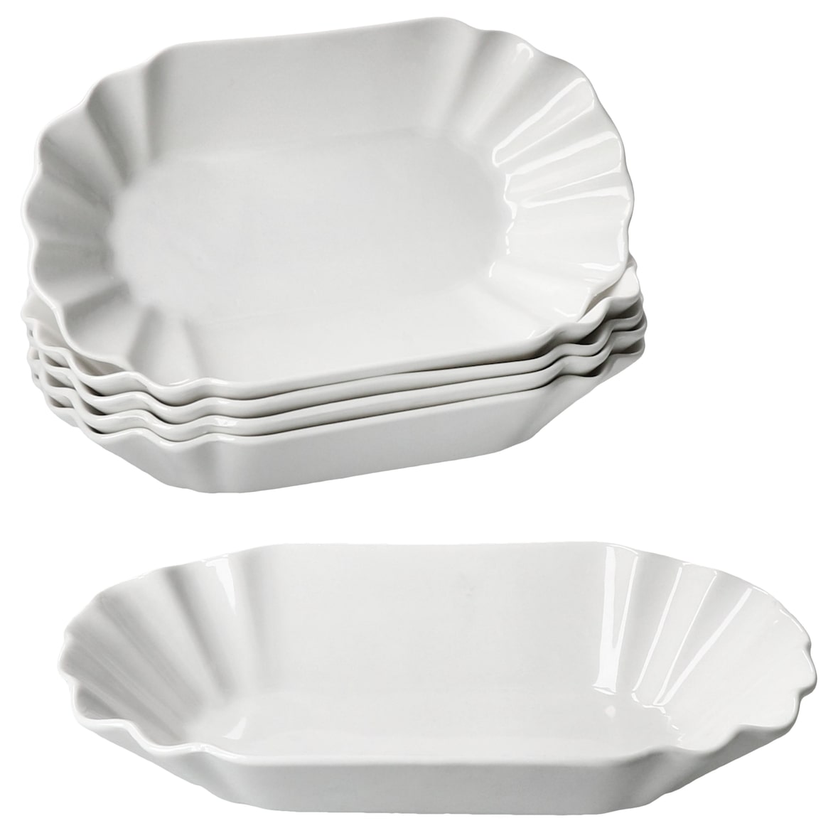 6er Set FRIES Pommes-Schale oval weiß aus Porzellan 19,5x10,7cm – 24302114