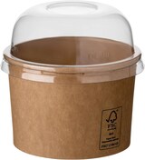 thumbnail of VEPATIM 100 Eisbecher aus Kraftpapier FSC® rund 230 ml braun mit transparentem Domdeckel