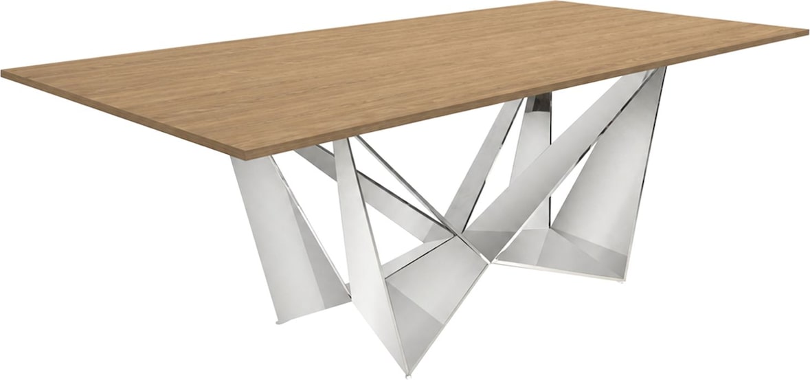 Angel Cerdá Rechteckiger Esstisch aus Eiche und verchromtem Stahl 1053-RECT-ROBLE-200x95-AcCrC 200 x 95 x 75