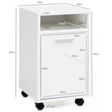 thumbnail of Rollcontainer Weiß 33x60x38cm Schubladenschrank, Schreibtisch-Container mit Tür & Ablage, Bürocontainer mit Rollen, Kleiner