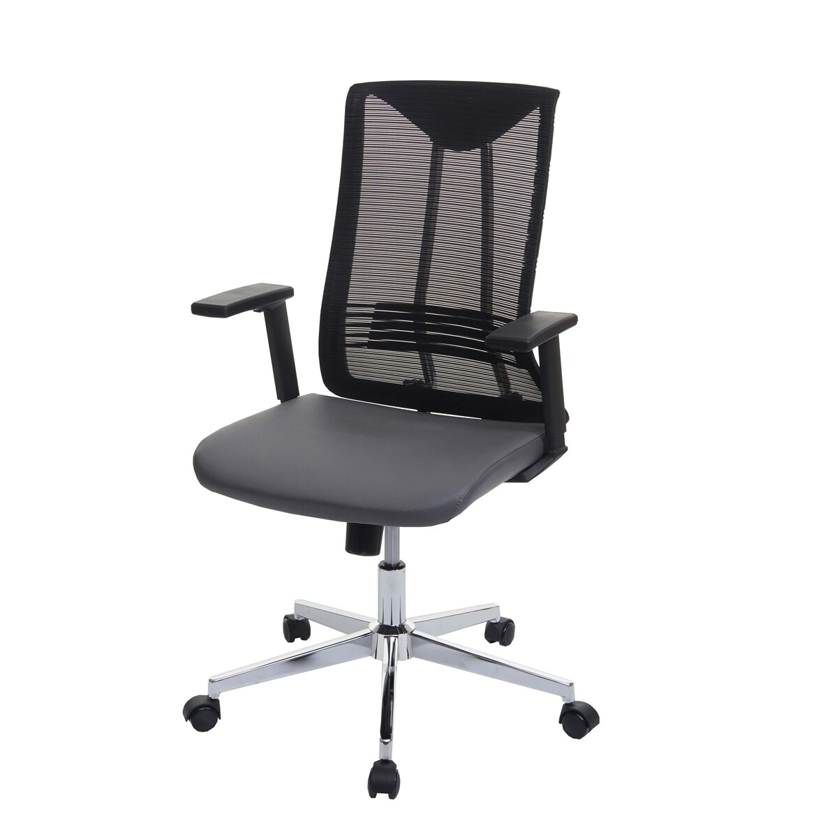 Silla de oficina HWC-J53, silla giratoria silla de escritorio, ergonómica imitación cuero ~ gris