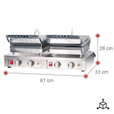 thumbnail of Romux® Gaufrier Électrique Professionnel Double de Table en Acier Inox 61x33 cm | Plaques de Cuisson en fonte en Fonte - 8 Gaufres Carrées - 4000 W